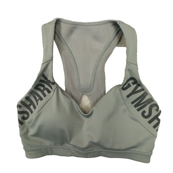 Gymshark GS Power Sport Bra Logo Spellout Grey size‎ XS GLSB5076 - Picture 1 of 10